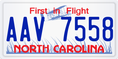 NC license plate AAV7558