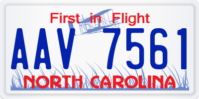 NC license plate AAV7561