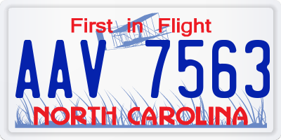 NC license plate AAV7563