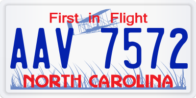 NC license plate AAV7572