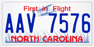NC license plate AAV7576