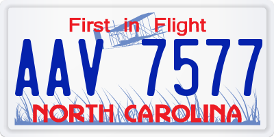 NC license plate AAV7577