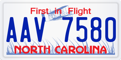 NC license plate AAV7580