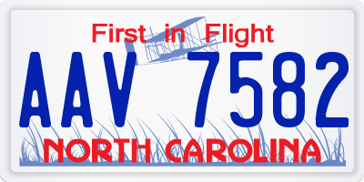 NC license plate AAV7582