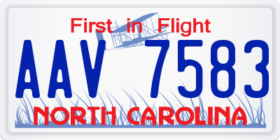 NC license plate AAV7583