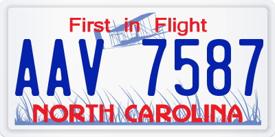 NC license plate AAV7587