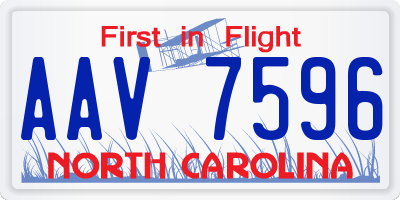 NC license plate AAV7596