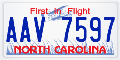 NC license plate AAV7597