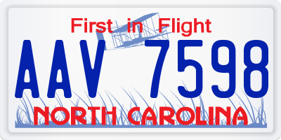 NC license plate AAV7598