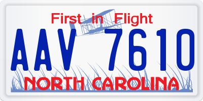 NC license plate AAV7610