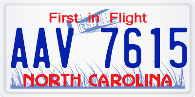 NC license plate AAV7615