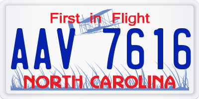 NC license plate AAV7616