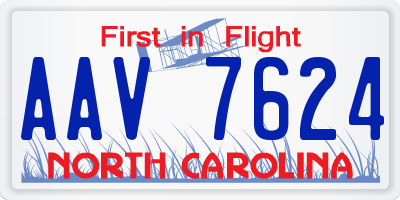 NC license plate AAV7624