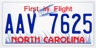 NC license plate AAV7625