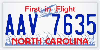 NC license plate AAV7635