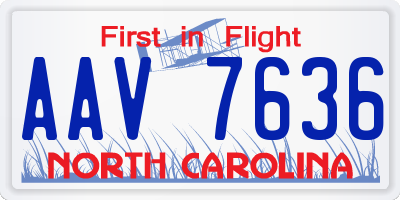 NC license plate AAV7636