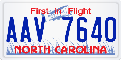 NC license plate AAV7640