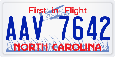NC license plate AAV7642