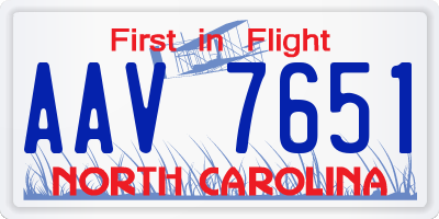 NC license plate AAV7651