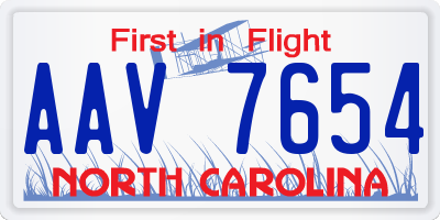NC license plate AAV7654