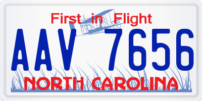 NC license plate AAV7656
