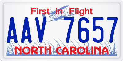 NC license plate AAV7657