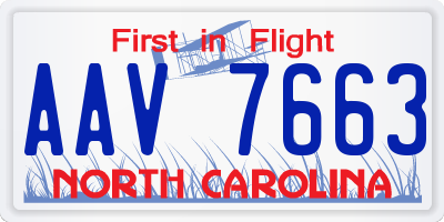 NC license plate AAV7663