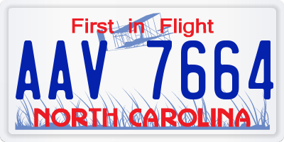 NC license plate AAV7664