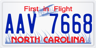NC license plate AAV7668
