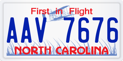 NC license plate AAV7676