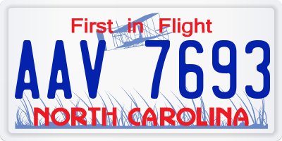 NC license plate AAV7693