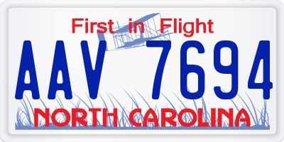 NC license plate AAV7694