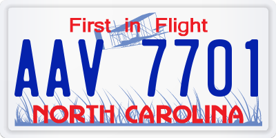 NC license plate AAV7701
