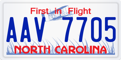 NC license plate AAV7705