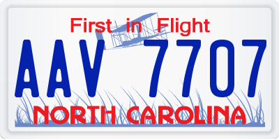 NC license plate AAV7707