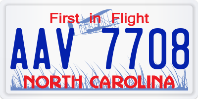 NC license plate AAV7708