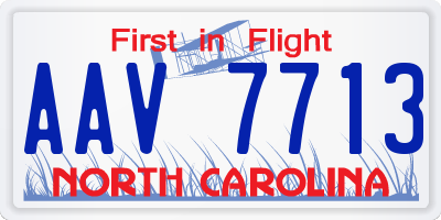 NC license plate AAV7713