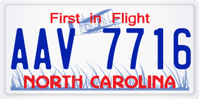 NC license plate AAV7716