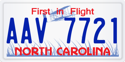 NC license plate AAV7721