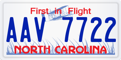 NC license plate AAV7722