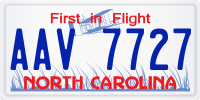 NC license plate AAV7727