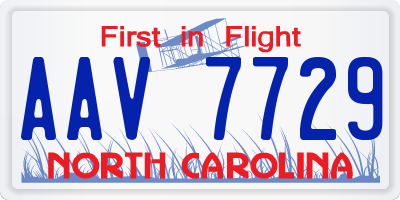 NC license plate AAV7729