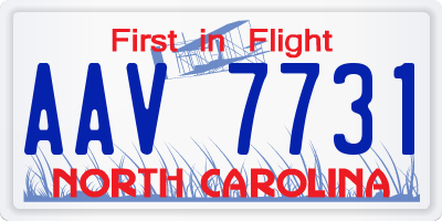 NC license plate AAV7731