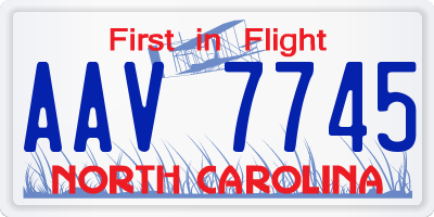 NC license plate AAV7745