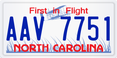 NC license plate AAV7751