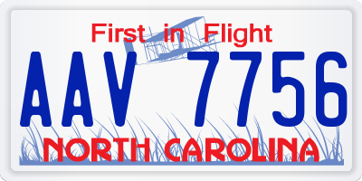 NC license plate AAV7756