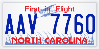 NC license plate AAV7760