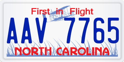NC license plate AAV7765