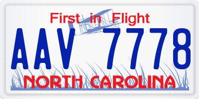 NC license plate AAV7778