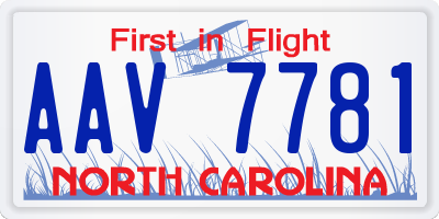 NC license plate AAV7781